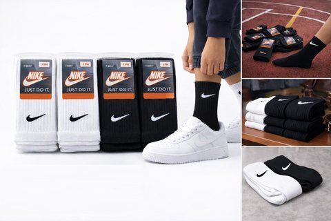 12 пар в упаковці, шкарпетки NIKE білі+ чорні 41-44р.пар в упаковці 1946867540 фото