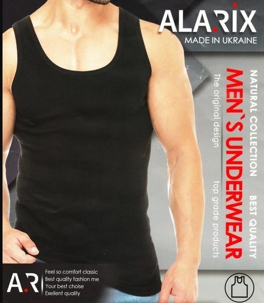 Чоловіча бавовняна майка 3 шт в упаковці ТМ &ldquo;Alarix&ldquo; чорна (4XL/54) 2454766776 фото
