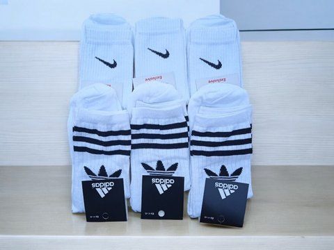 Набор носков NIKE + ADIDAS, 12 пар, высокие, белые, размер 41-44 2319044330 фото