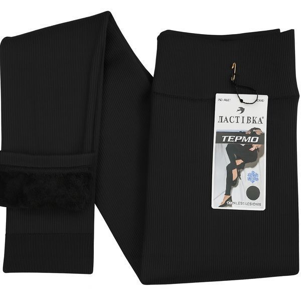 Лосины термо женские мех рубчик ТМ "ЛАСТОВКА" манжет размер (52-64 р) 3XL-8XL 2856829292 фото