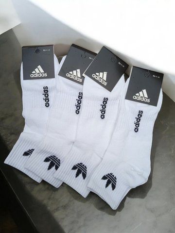 12 пар в упаковке носки средние с резинкой на стопе белые ADIDAS 41-45 р. 2643748203 фото