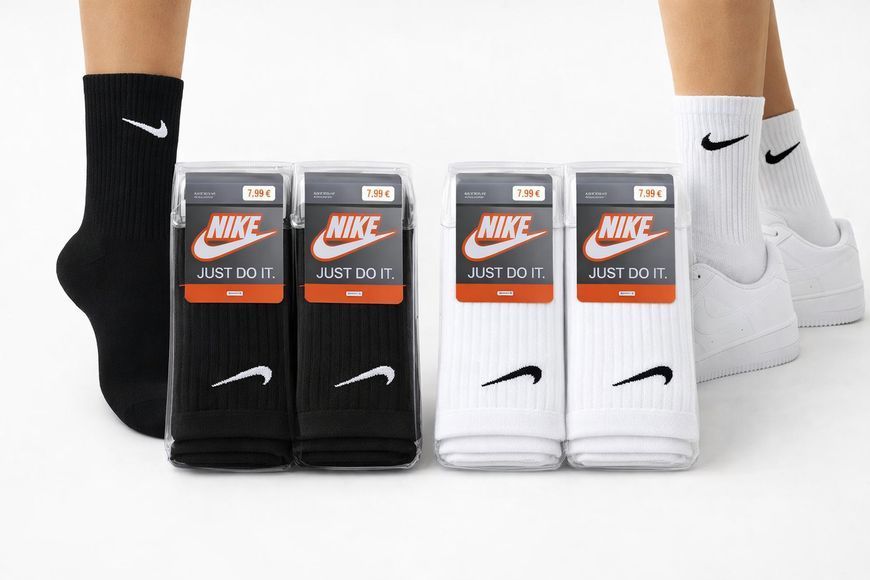 12 пар в упаковке, носки NIKE 6 пар белые+ 6 пар черные 36-39р. 1984990915 фото