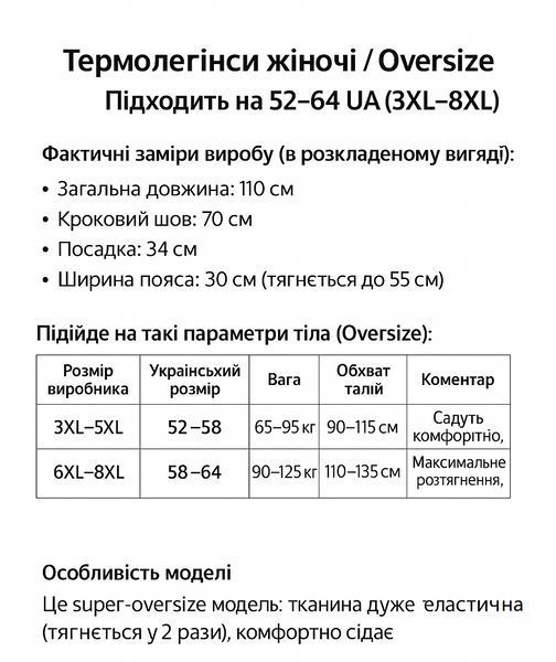 Лосины женские термо шерсть рубчик Ласточка Размер 3XL-8XL (52-64) 2825445048 фото