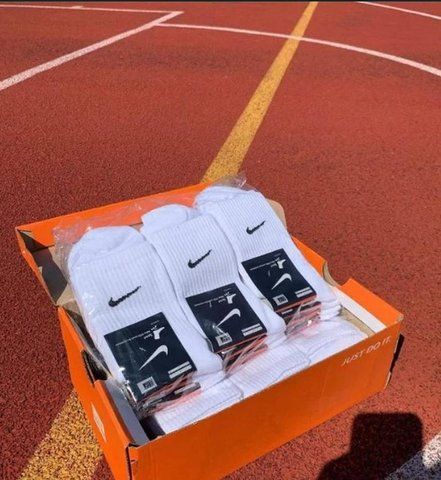 12 пар в упаковке, Носки NIKE высокие белые&nbsp;с дополнительной резинкой на стопе р. 41-45 2303155801 фото